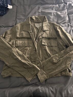 Aeropostale Olive Green Utility Jacket with Chest Pockets